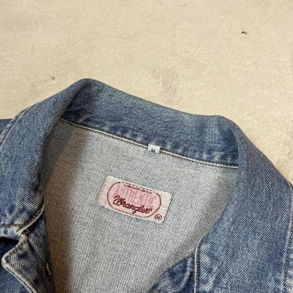 Vintage Wrangler Denim Jacket Blue Faded Wash Button Western Style Size M Retro - Picture 6 of 10
